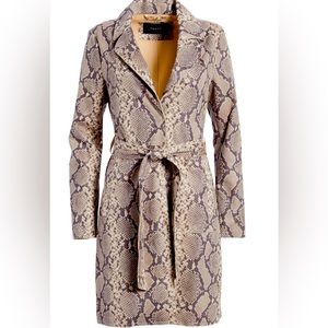 Tahari Grey Snake Faux Suede Trench New